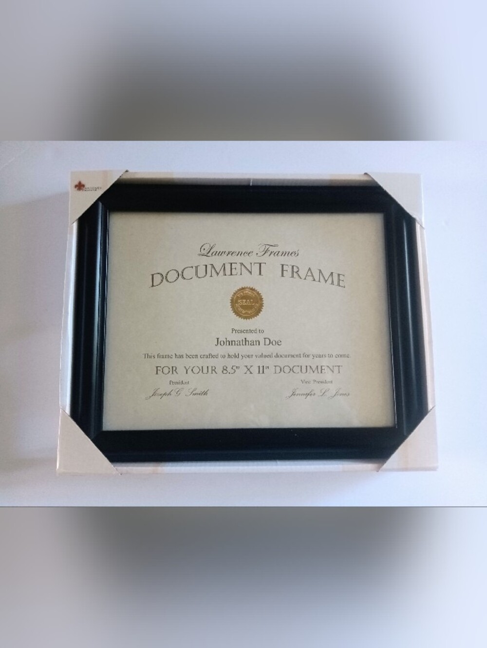 Lawrence Frames 8.5 X 11 Black Wood Document Frame NWT